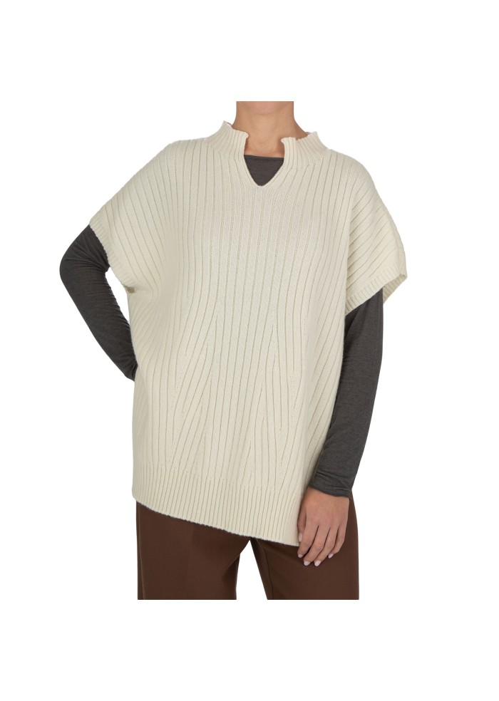 damen poncho riviera cashmere rippstrickmuster cremeweiss