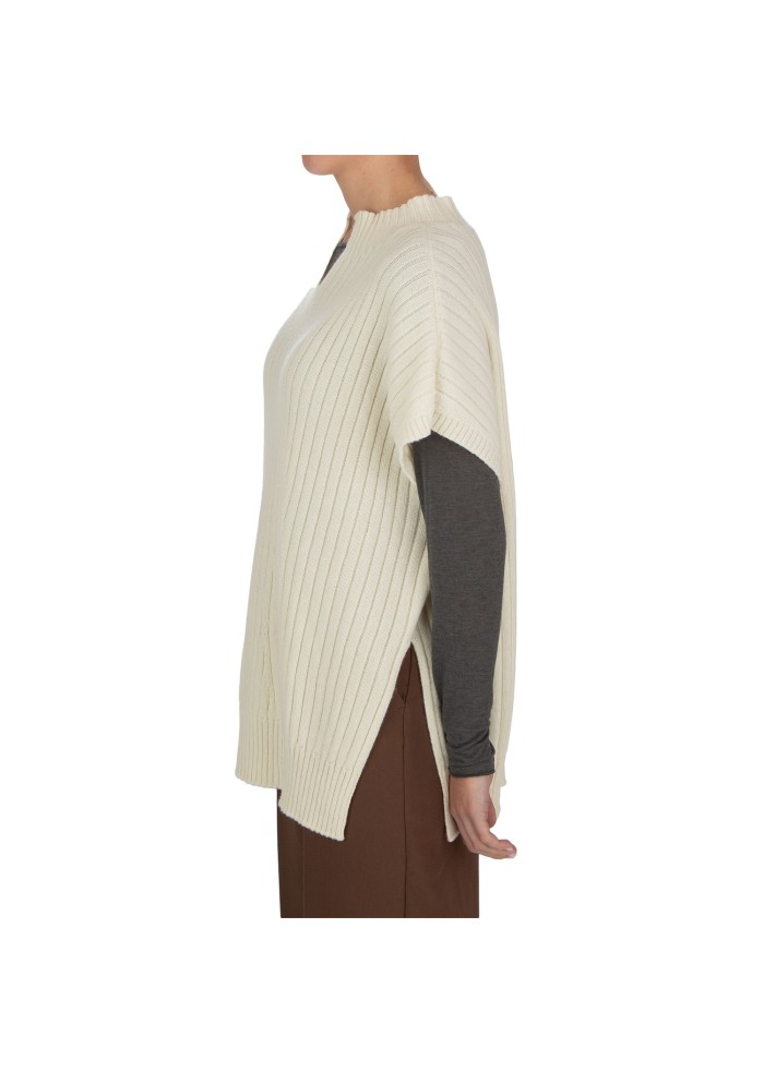 damen poncho riviera cashmere rippstrickmuster cremeweiss