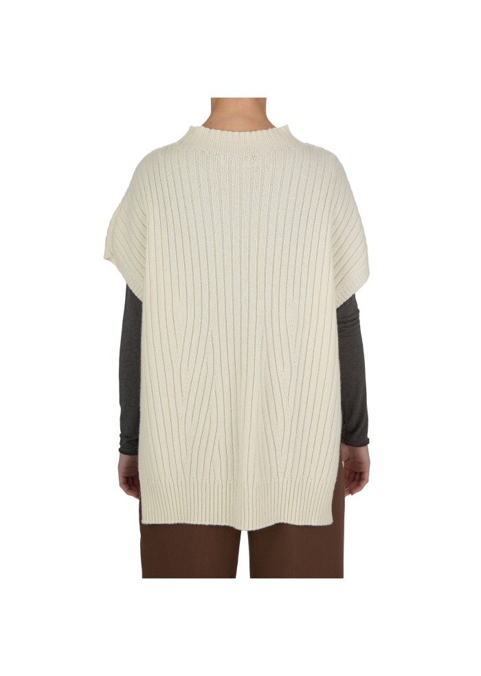 poncho donna riviera cashmere coste bianco panna