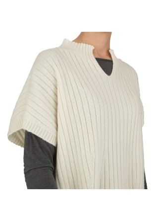 RIVIERA CASHMERE | PONCHO RIPPSTRICKMUSTER CREMEWEISS