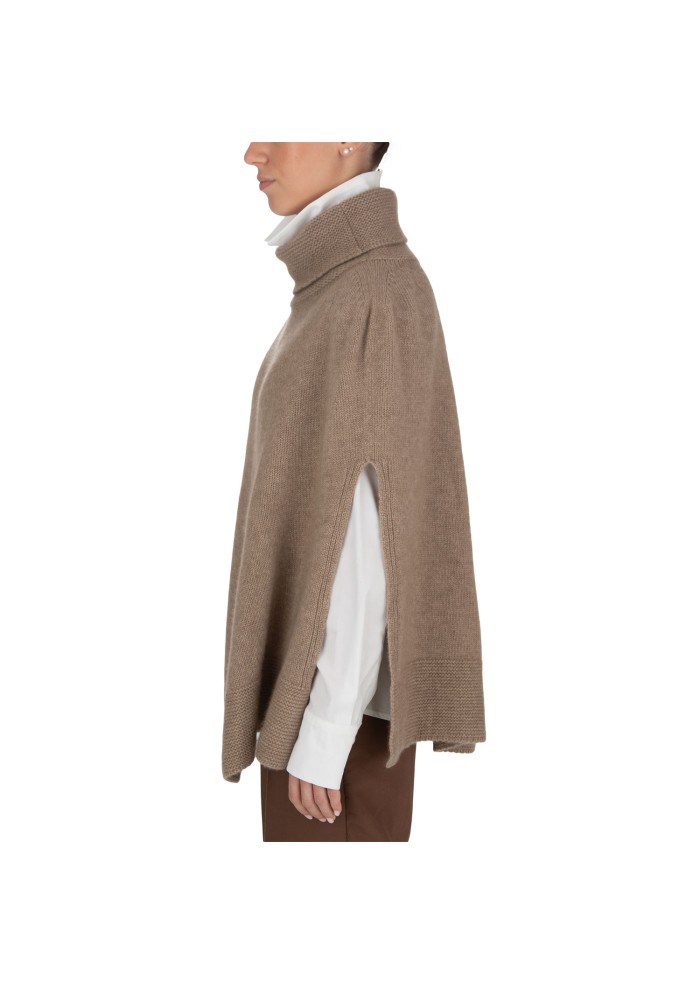 damen poncho riviera cashmere rollkragen braun