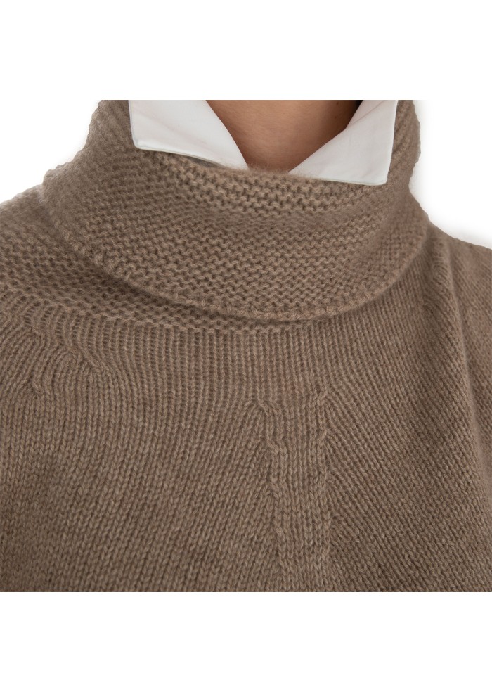 damen poncho riviera cashmere rollkragen braun