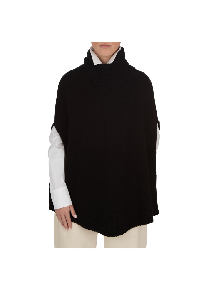 damen poncho riviera cashmere rollkragen schwarz