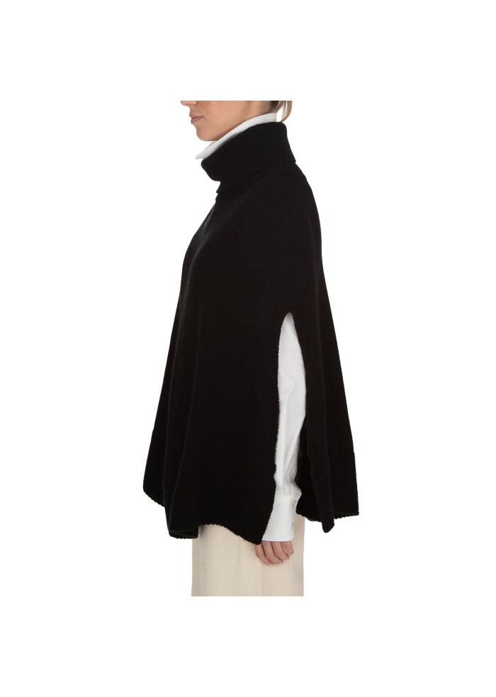damen poncho riviera cashmere rollkragen schwarz