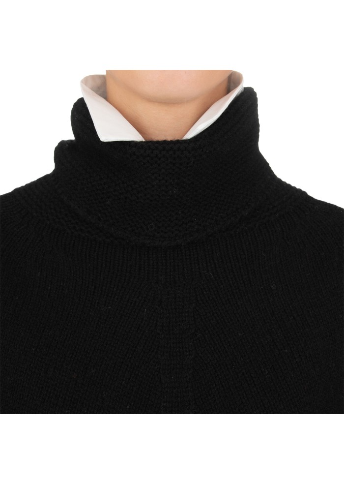 damen poncho riviera cashmere rollkragen schwarz