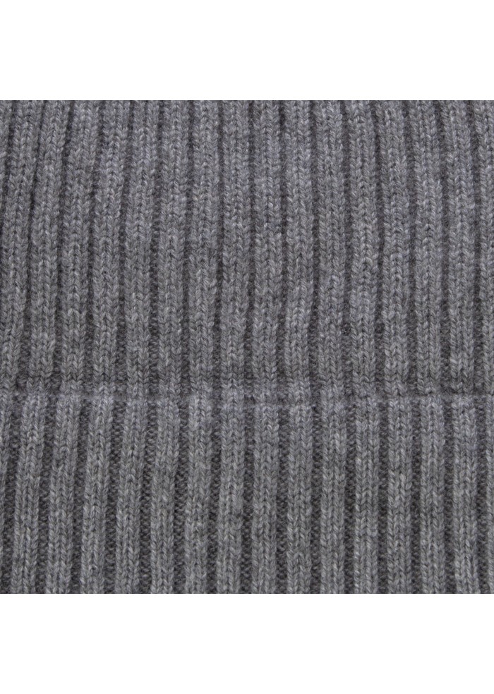 unisex mutze riviera cashmere rippenstrick dunkelgrau