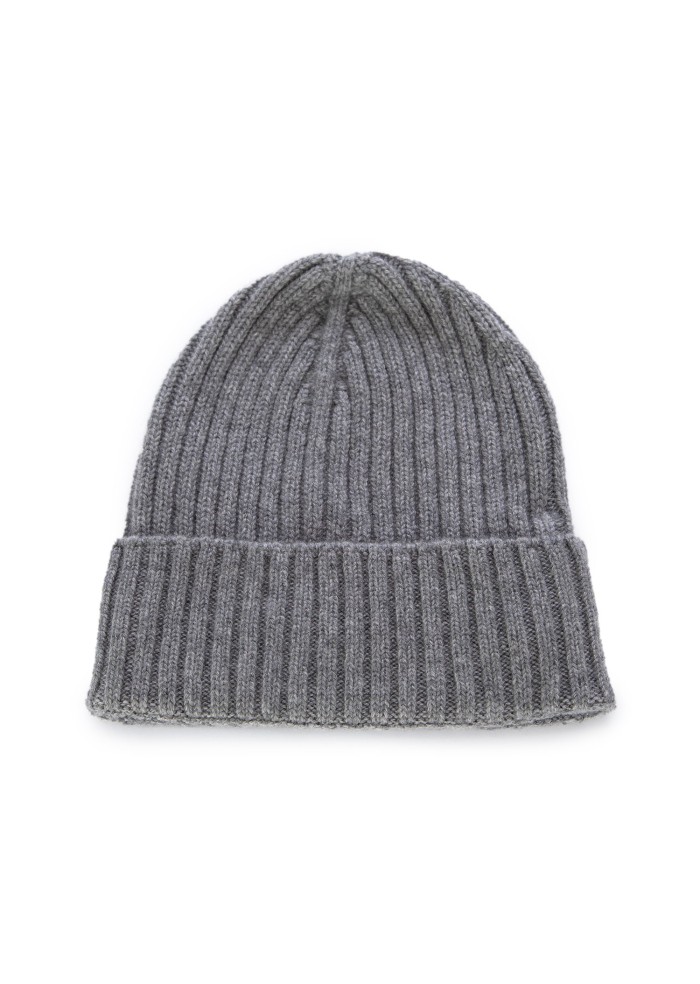 unisex mutze riviera cashmere rippenstrick dunkelgrau