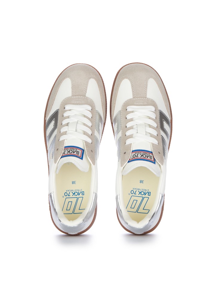 sneakers donna back 70 cloud metallic silver bianco beige