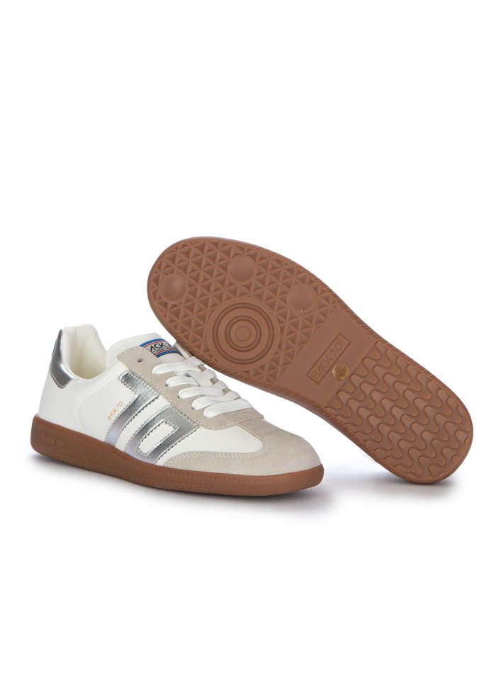 sneakers donna back 70 cloud metallic silver bianco beige