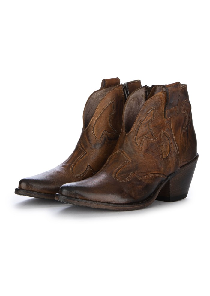 womens texan ankle boots keep crust cuoio brown