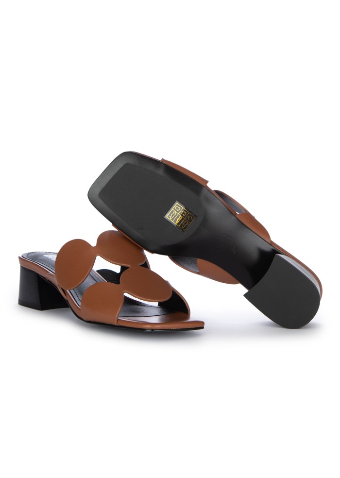 womens heeled mules bibi lou onami brown