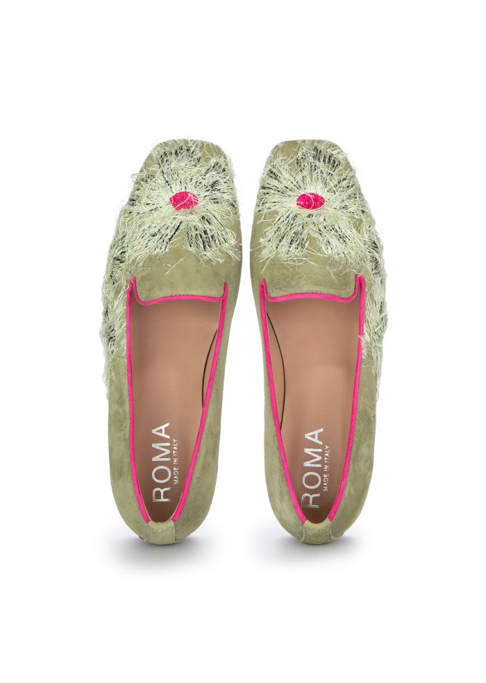 damen slippers roma flowers sage green