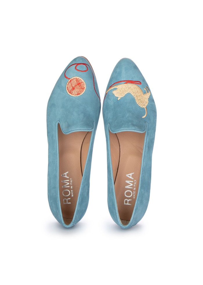 womens slippers roma cat ball of yarn light blue