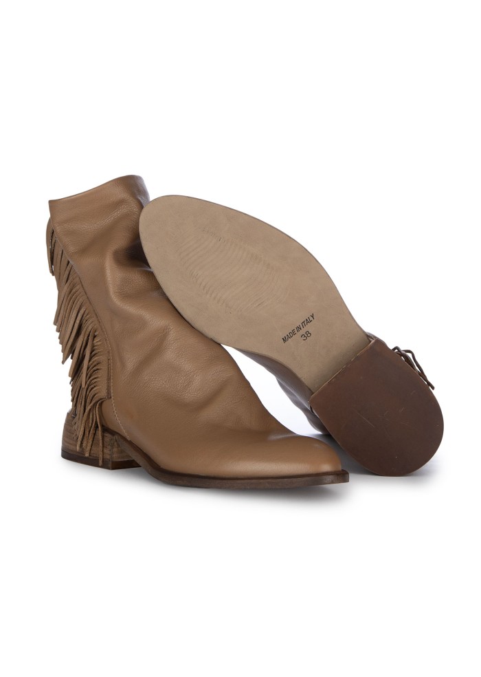 womens ankle boots mimmu foulard fringes taupe