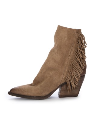 womens ankle boots mimmu suede fringes brown