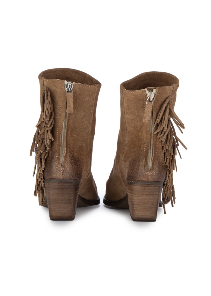 womens ankle boots mimmu suede fringes brown