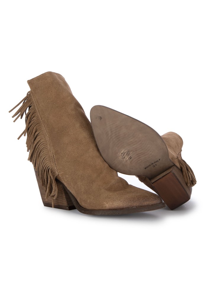 stivaletti donna mimmu camoscio frange marrone