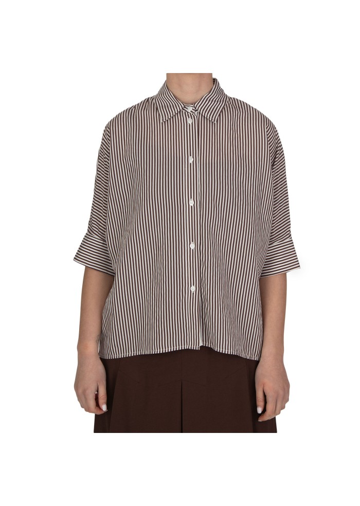 damen shirt kartika stripes brown white