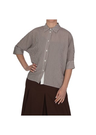 damen shirt kartika stripes brown white