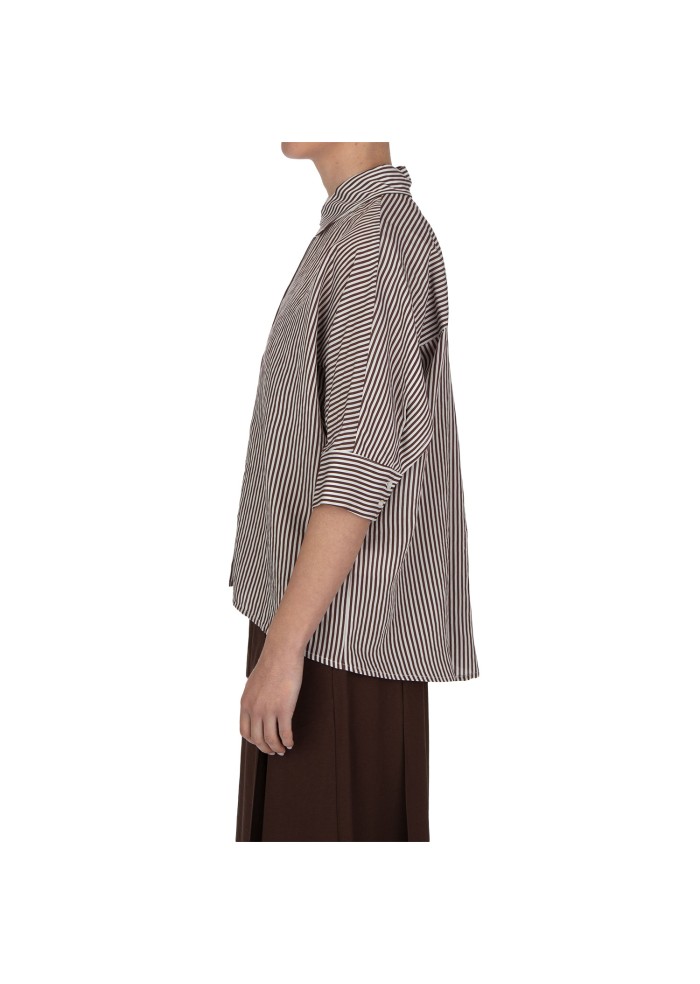 damen shirt kartika stripes brown white