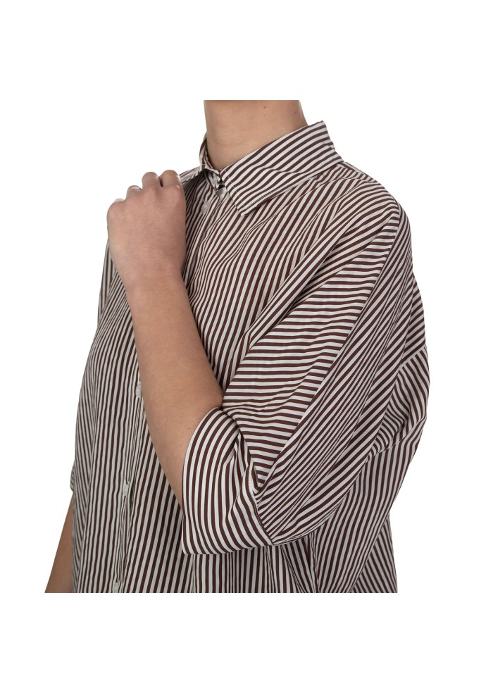 damen shirt kartika stripes brown white