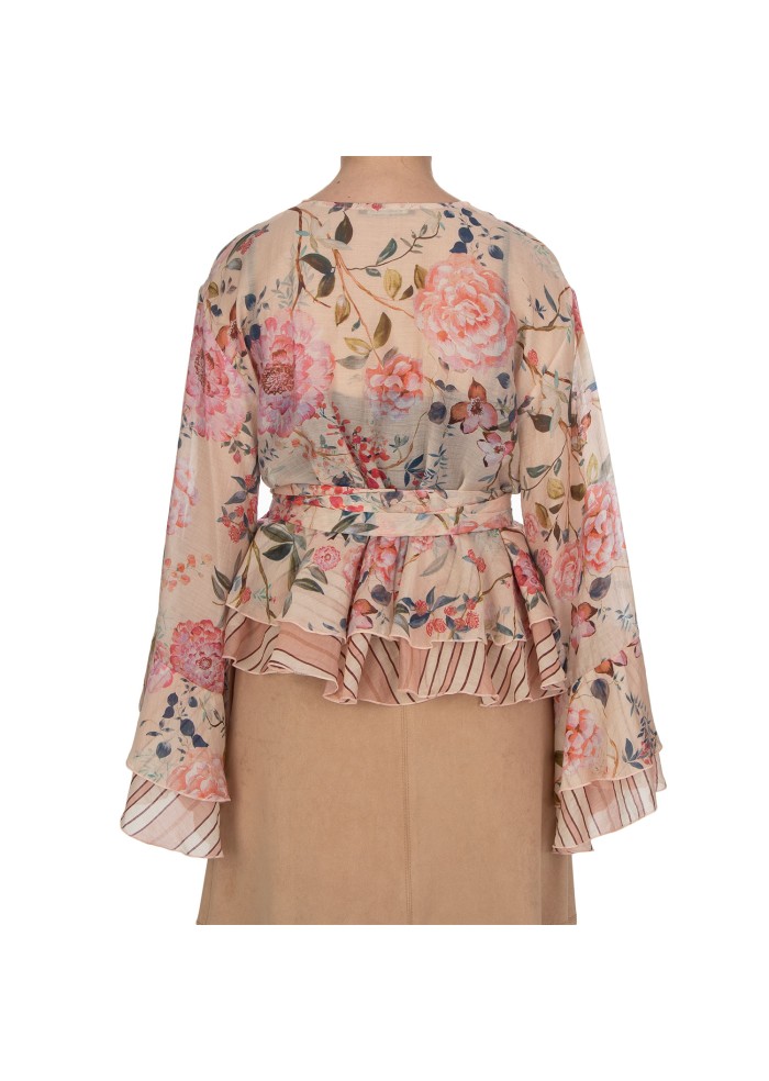 damen bluse kartika floralprint rosa mehrfarbig