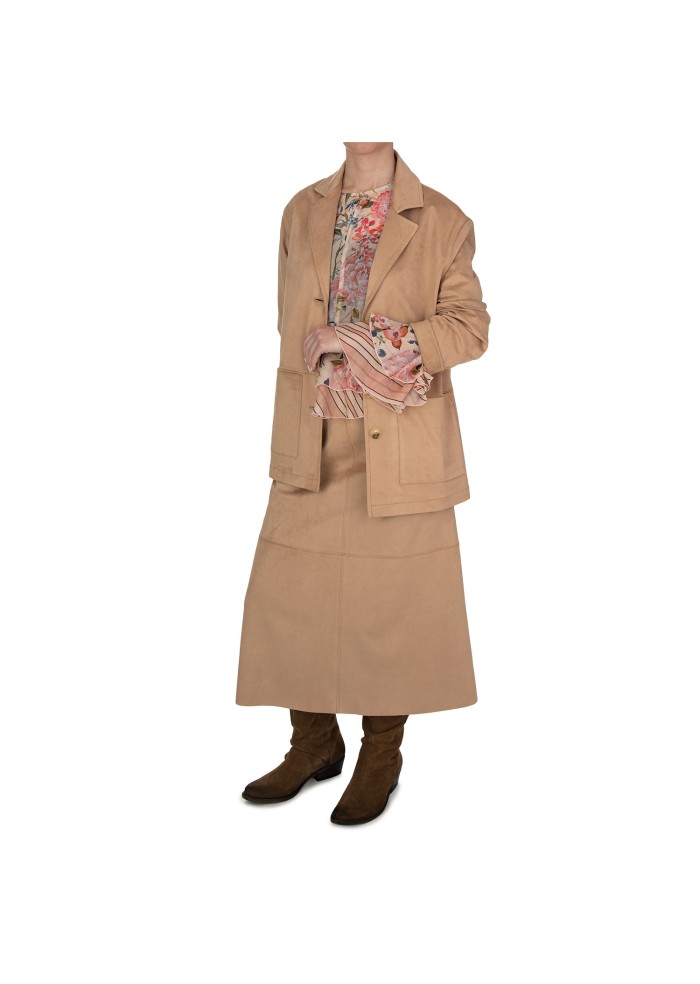 womens jacket kartika suede effect powder pink