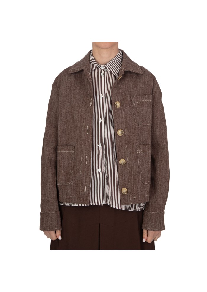 damen jacke kartika aufgesetze taschen braun