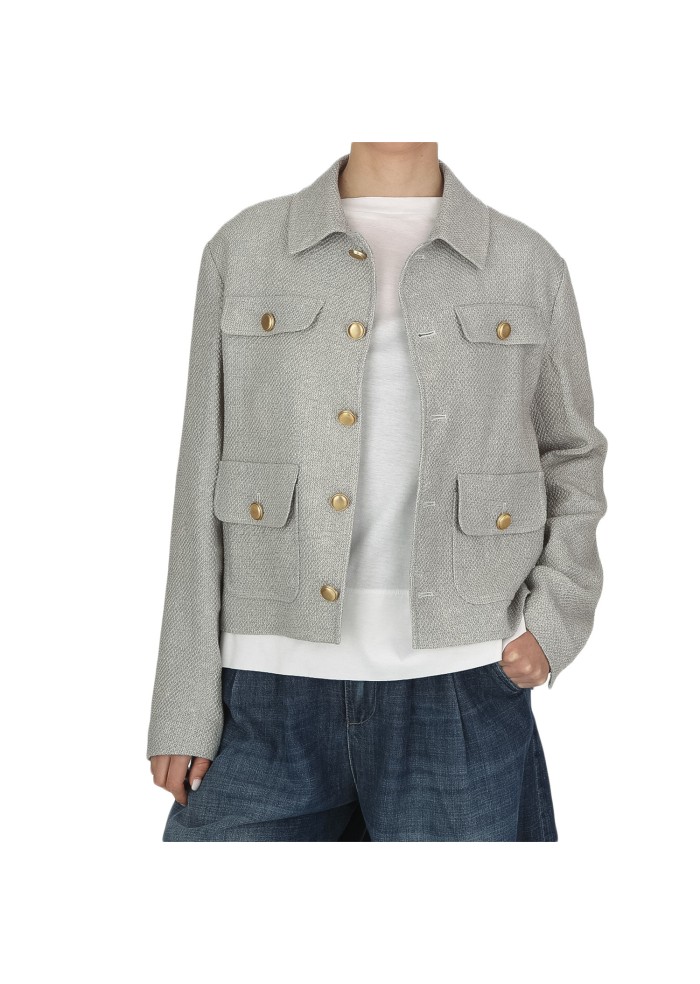 damen jacke circolo 1901 cropped taschen grau