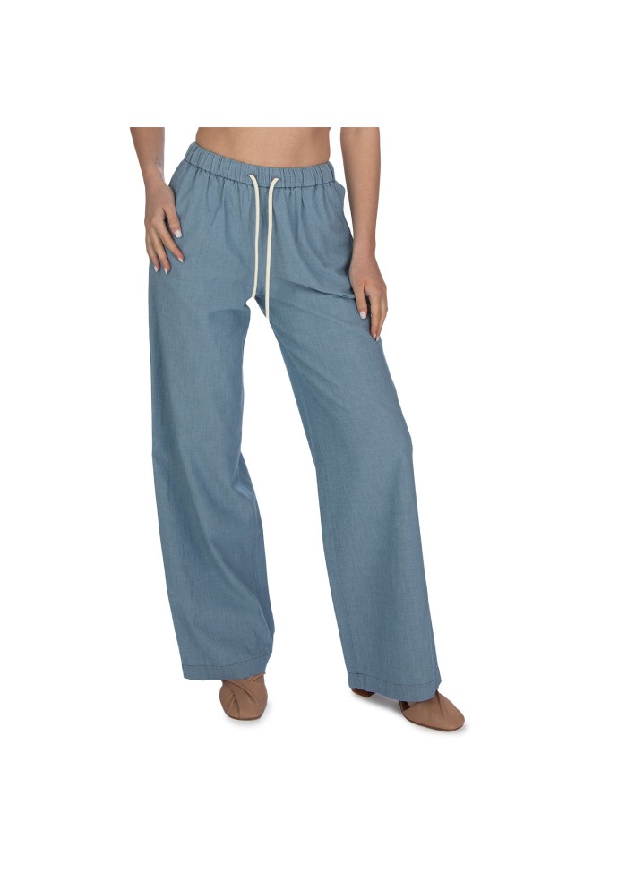 womens trousers circolo 1901 coulisse light blue