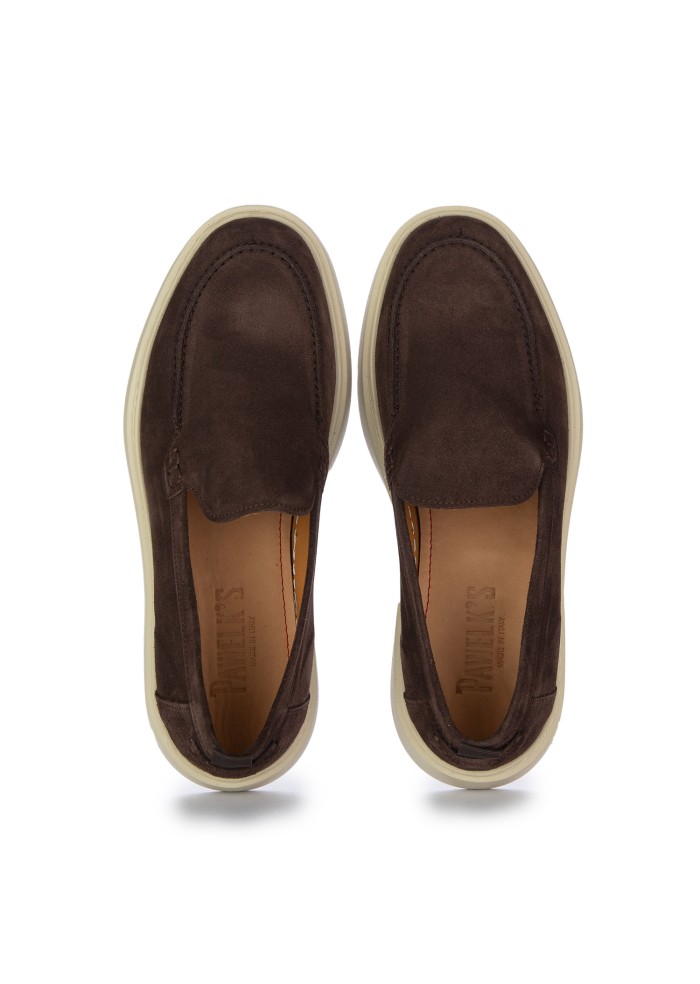 scarpe slip on uomo pawelks camoscio marrone scuro