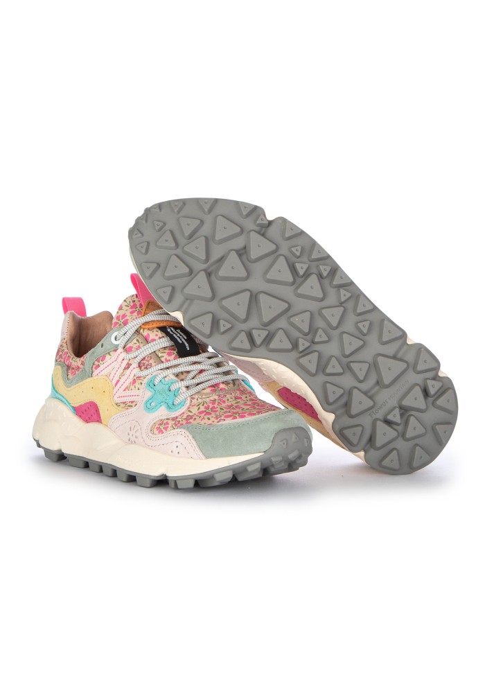 sneakers donna flower mountain yamano 3 fiori rosa multicolor