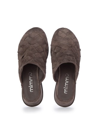 MIMMU' | PLATFORM SABOT SUEDE BROWN
