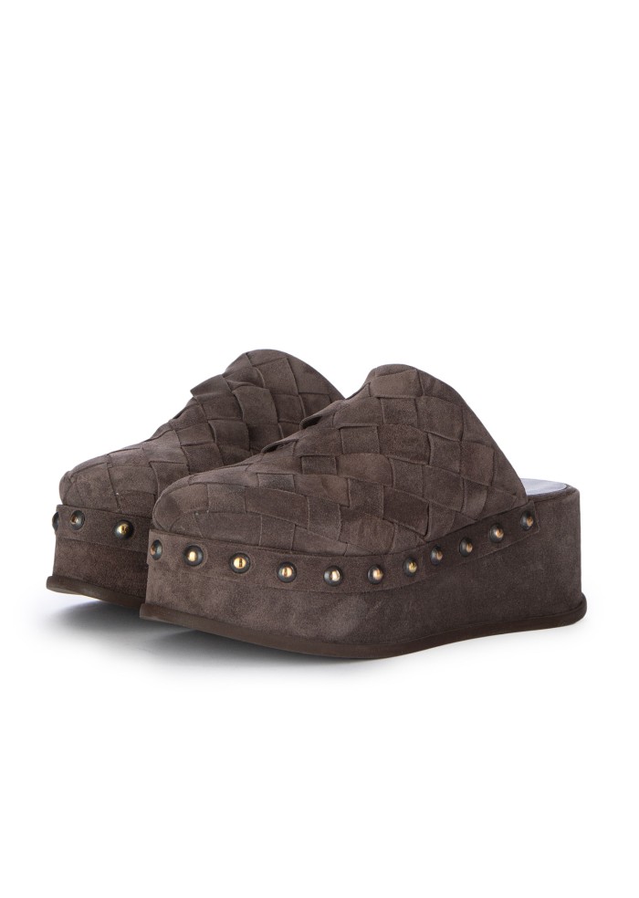 womens platform sabot mimmu suede brown