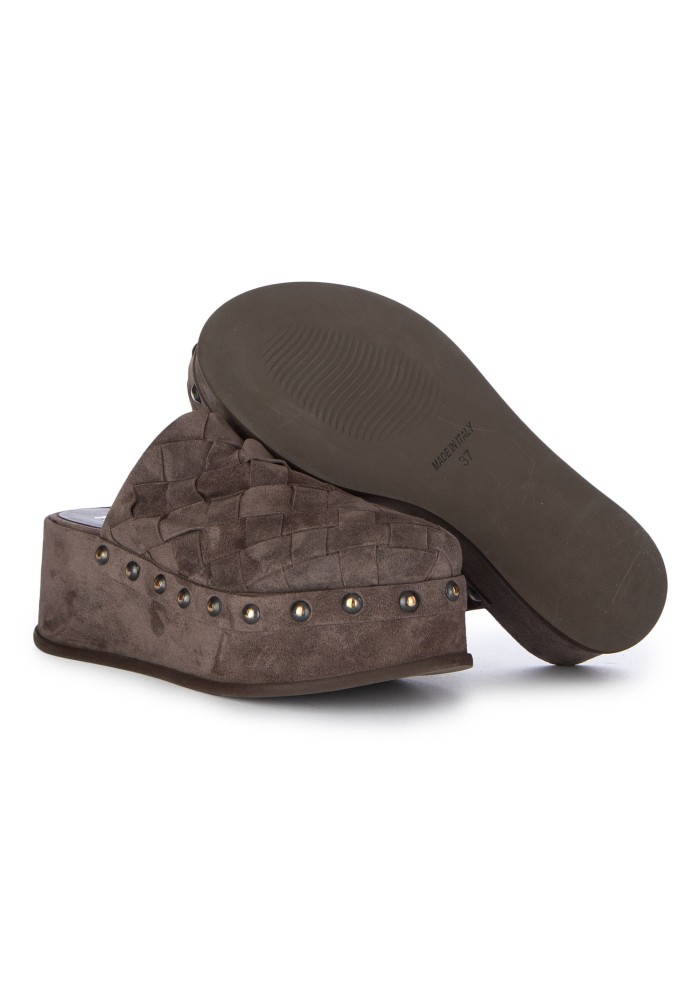 womens platform sabot mimmu suede brown