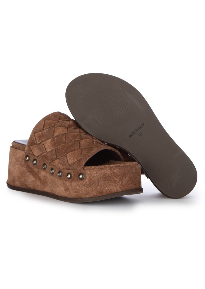 sandali donna mimmu platform camoscio marrone