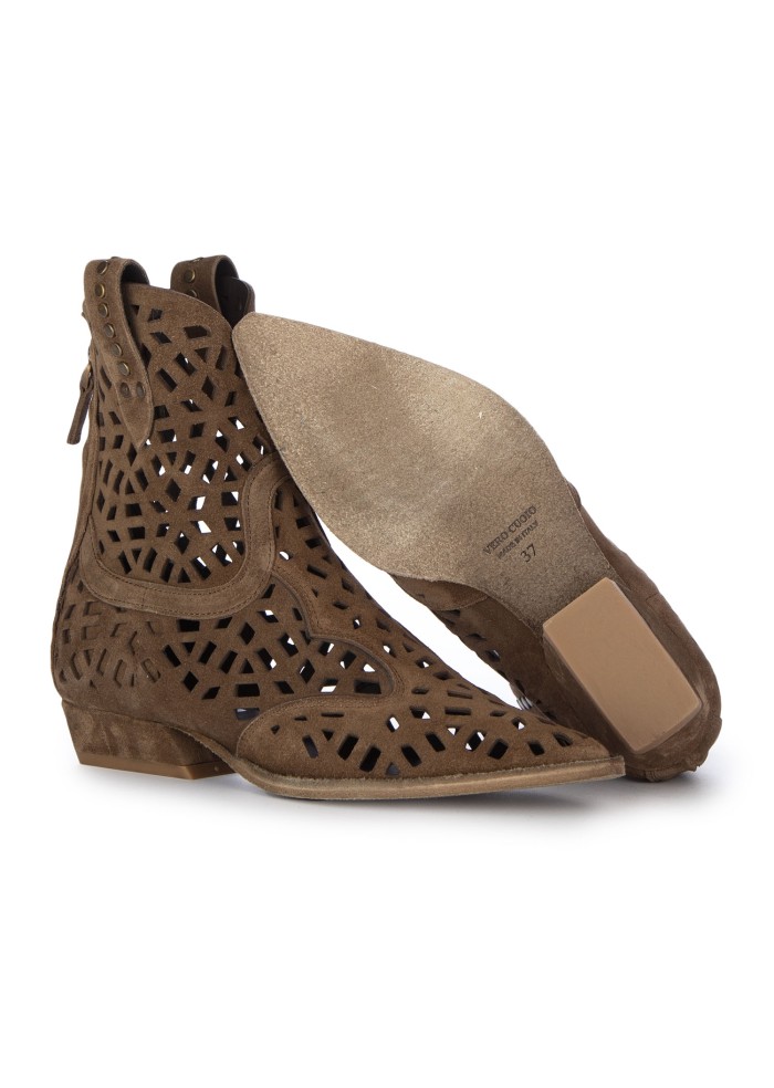 damen stiefeletten mimmu perforierten wildleder braun