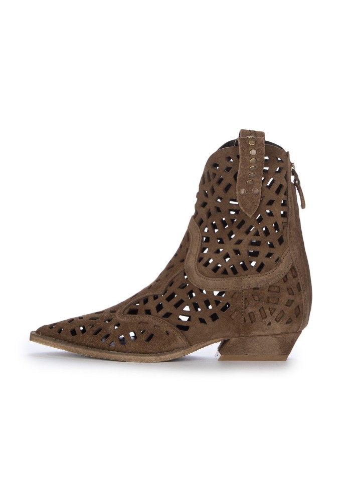 womens ankle boots mimmu perforated suede brown