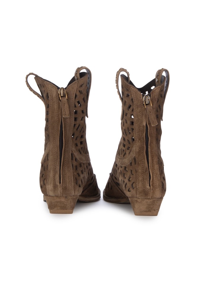 womens ankle boots mimmu perforated suede brown