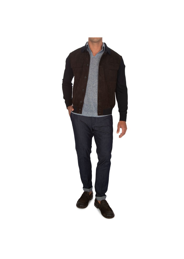 herren polo wool and co melange blau