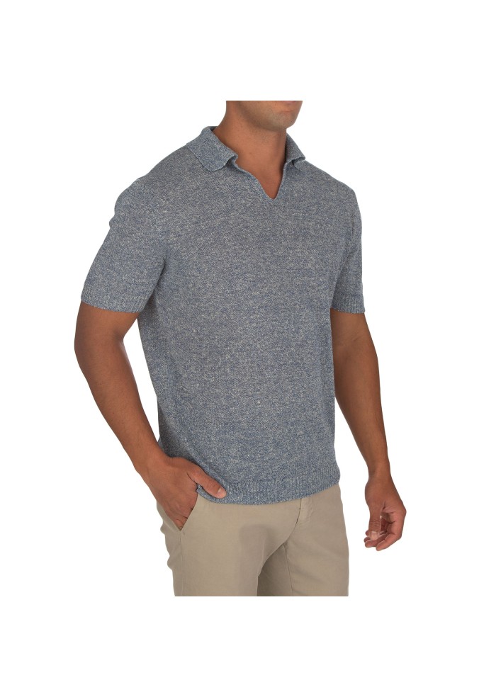 polo uomo wool and co melange blu