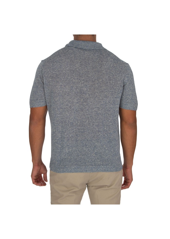 herren polo wool and co melange blau