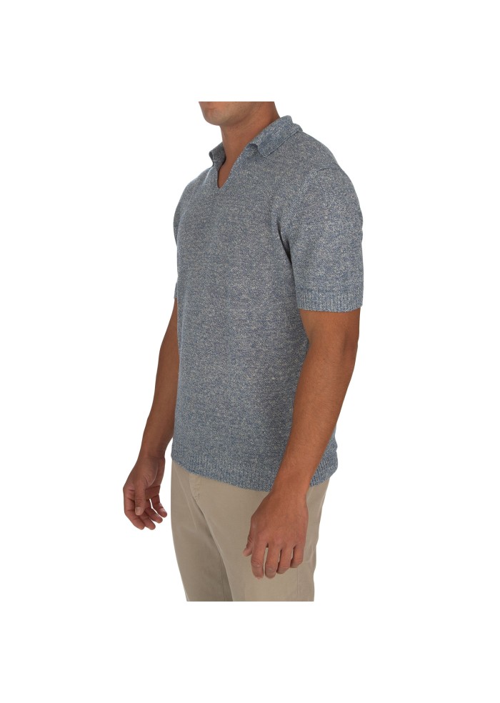 polo uomo wool and co melange blu