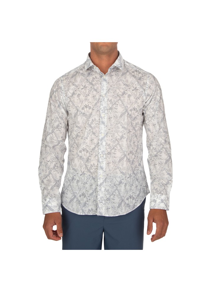 camicia uomo liberty rose blake fiori bianco blu