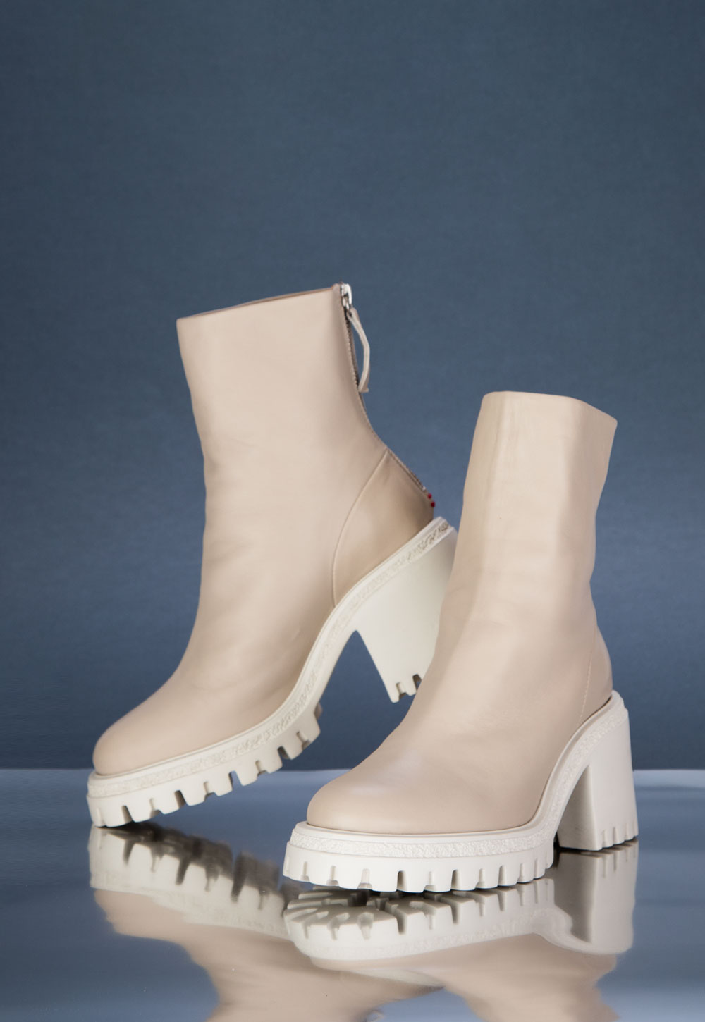 The new women's arrivals. Creamy white Baron Peyte heeled boots by Halmanera - FW24/25 collection