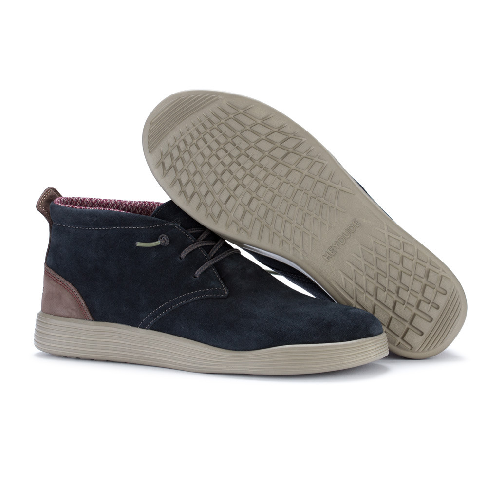 Men s Desert Boots Hey Dude Jo Suede Ocean Blue derna