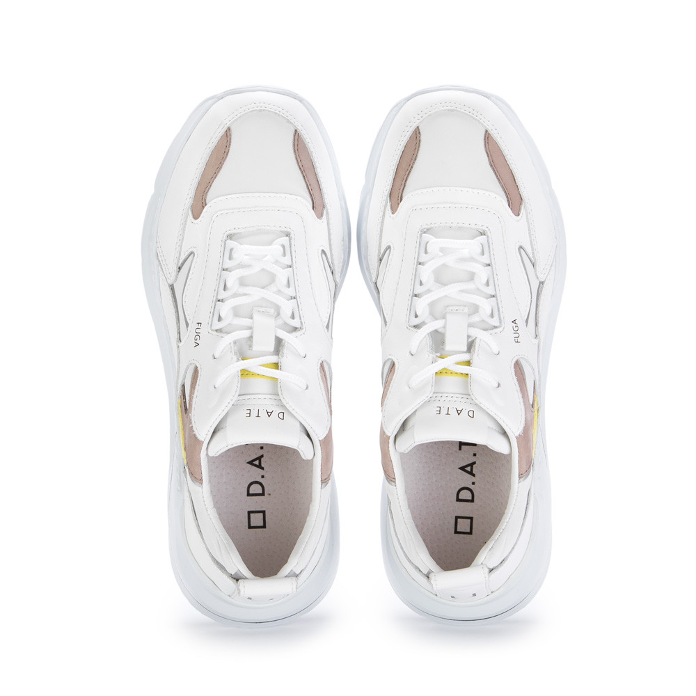 Sneakers Donna D.a.t.e. Fuga 2.0 Nylon Bianco Giallo derna