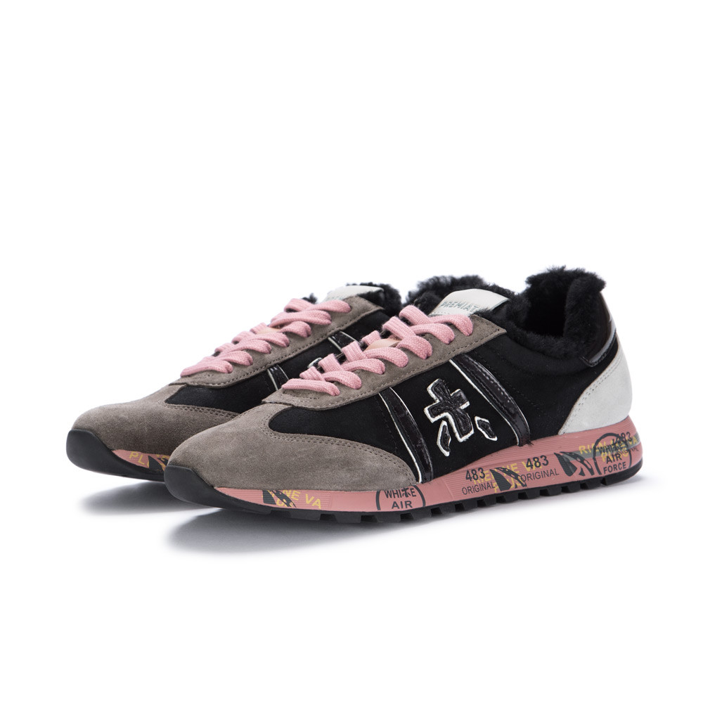 Womens black discount and pink sneakers