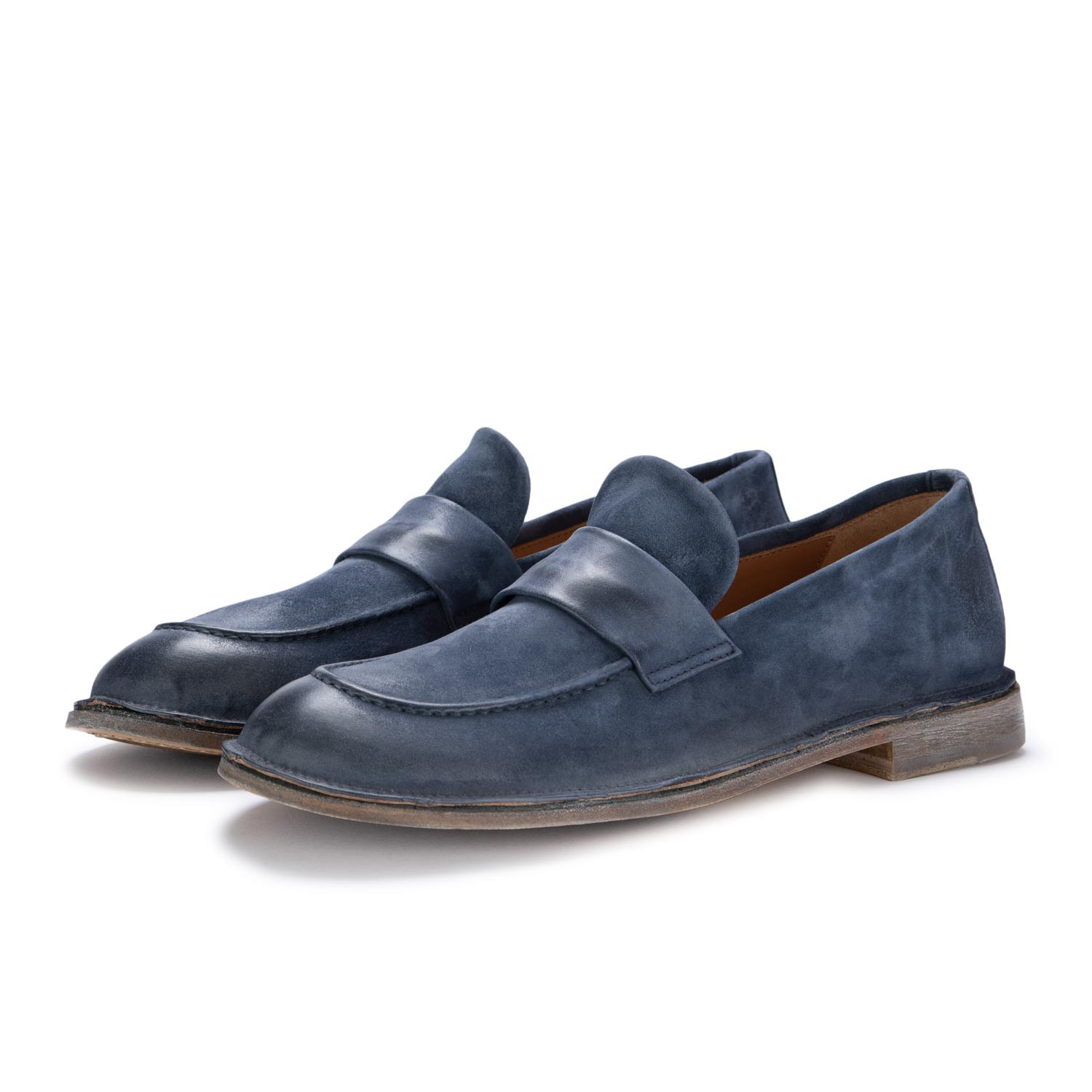 Moma Mocassini Uomo Scamosciato Vintage Blu Navy Scarpe su derna