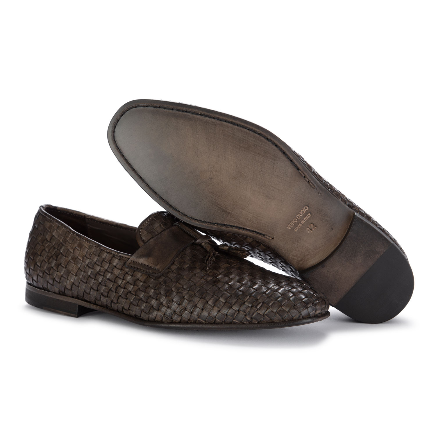 Pawelk s Men s Loafers Woven Tuff Leather Brown derna